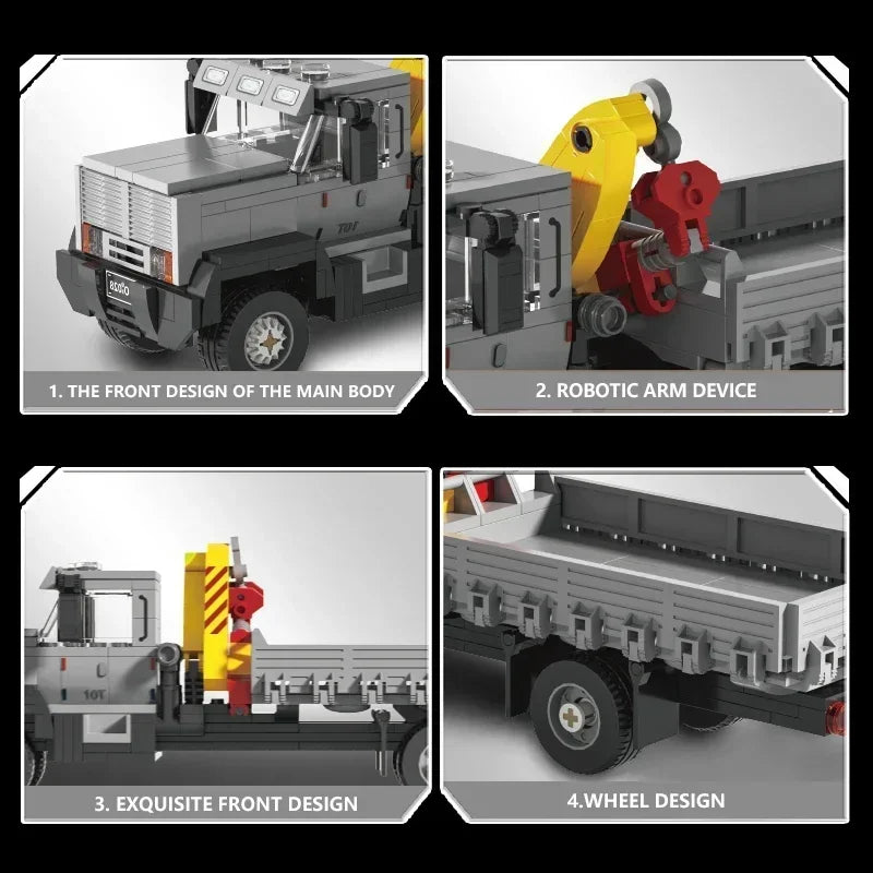 349PCS Crane Truck Truck-Mounted Crane MOC Building Blocks Engineering Vehicle Truck Transport Car Model Bricks Toys Gifts 66023
