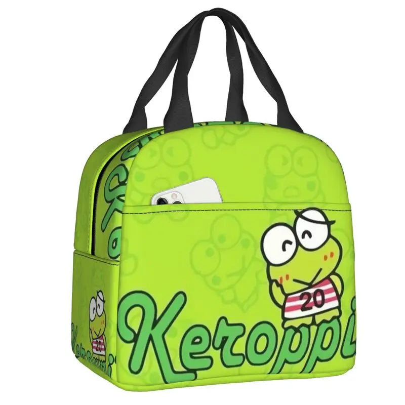 Custom Keroppi Big-eyed Frog Insulated Lunch Tote Bag for Women Portable Thermal Cooler Bento Box School
