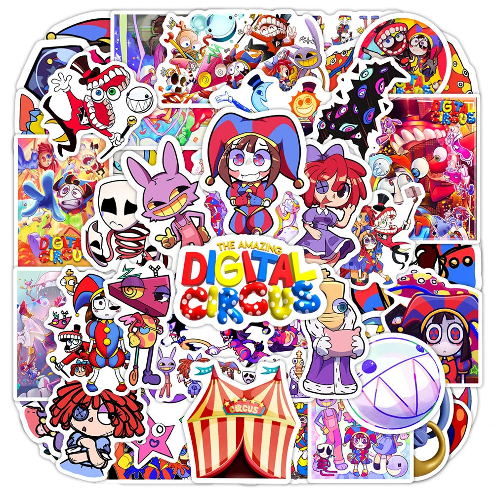 10/30/60PCS Amazing Digital Circus Stickers Game Sticker For Laptop Phone Case Skateboard Suitcase Waterproof Decals Kids Gift