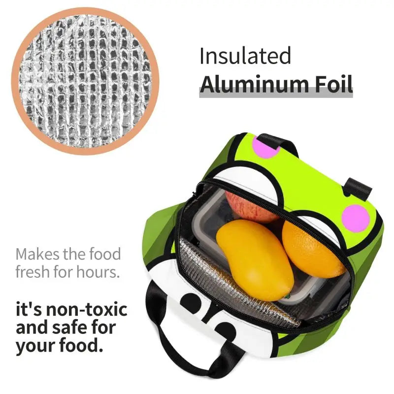 Custom Keroppi Big-eyed Frog Insulated Lunch Tote Bag for Women Portable Thermal Cooler Bento Box School