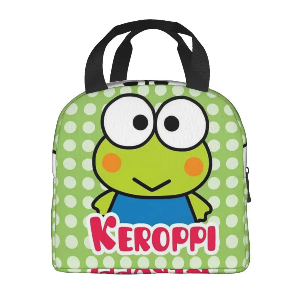Custom Keroppi Big-eyed Frog Insulated Lunch Tote Bag for Women Portable Thermal Cooler Bento Box School