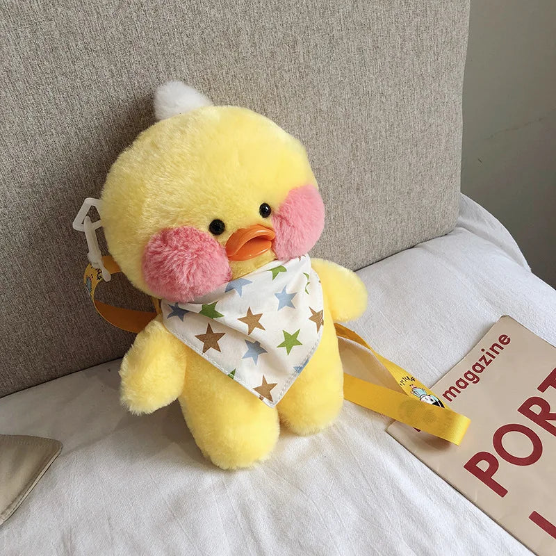 28cm Cute LaLafanfan Cafe Duck Plush Backpack Kawaii Toys Stuffed Crossbody Bag Doll Shoulder School Bag for Girls Gift