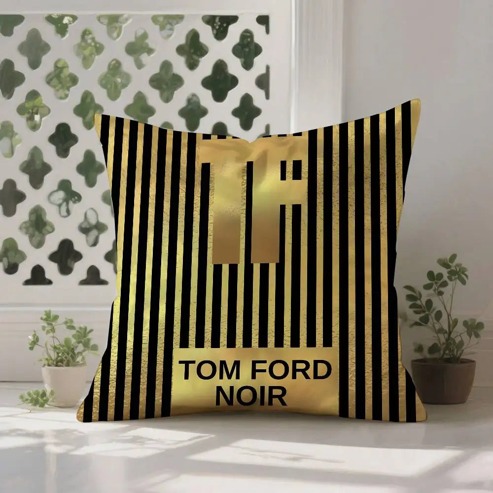 Luxury T-Tom F-Ford Pillow Case Anti-dustmite Pillowcase Invisible Zipper Silky Short Plush Sofa Cushion Cover