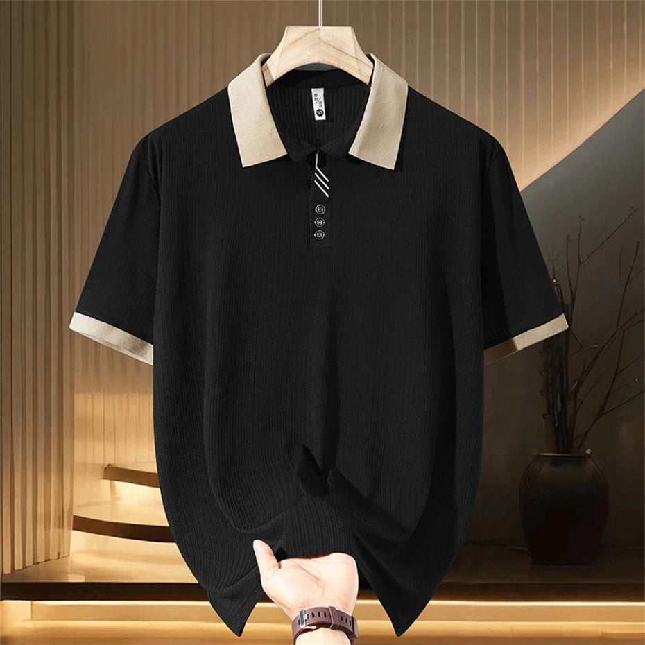 13XL 10XL Plus Size Polo Shirts Men Summer Short Sleeve Polo Shirts Male Contrast Color Polo Shirts Big Size 13XL