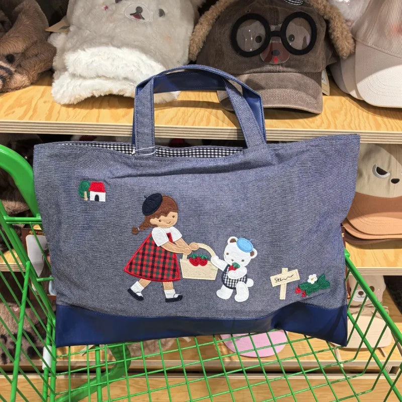 Handbag Girl Rabbit Embroidered Tote Bag 780465/780436 32*43cm 100% Cotton High Quality Shopping Bag