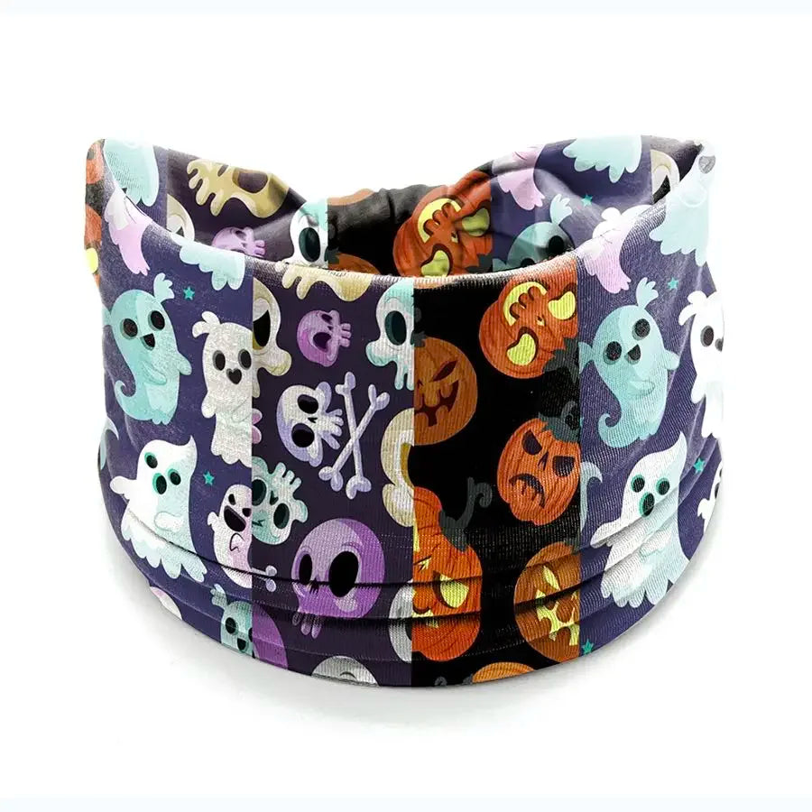 Halloween Headbands For Women Wide Turban Dress Up Costume Headwraps Pumpkin Spider Web Bad Skeleton Hair Band