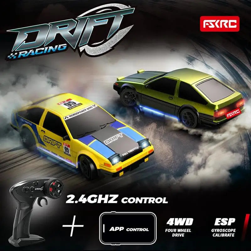 HBToys 1:43 Scale RC Car Simulation Racing Model Dual-Body Dual-Tire Version 2.4G 4WD ESP Gyro Drift Car for Toy Hobbies
