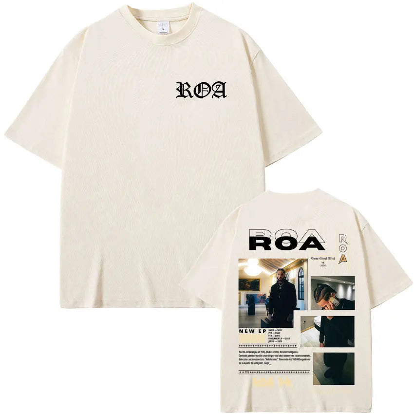 Rapper Roa Album Tour 2025 T-Shirt 100% Cotton Tshrit Summer Hip Hop Punk Comfort Tee Shirt High Street Tide Short Sleeve Unisex