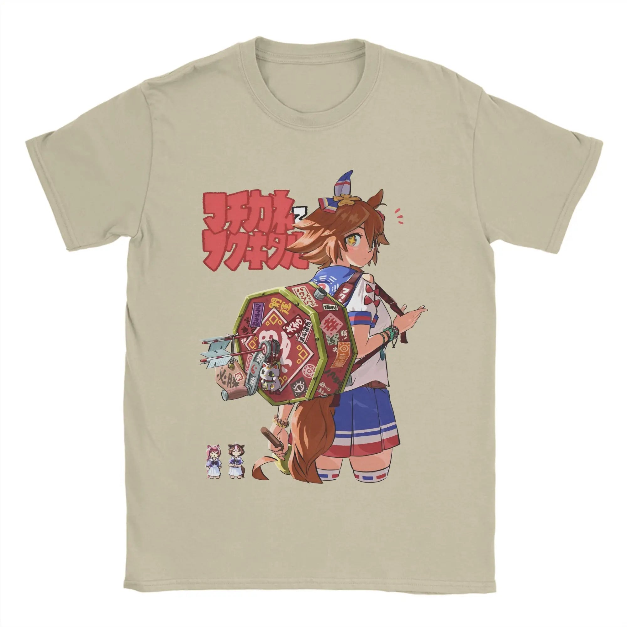 Beach Uma Musume Pretty Derby  Amine Novelty T-Shirts  Pure Cotton Tshirt for Mens Aesthetic Printed Short Sleeve Tees