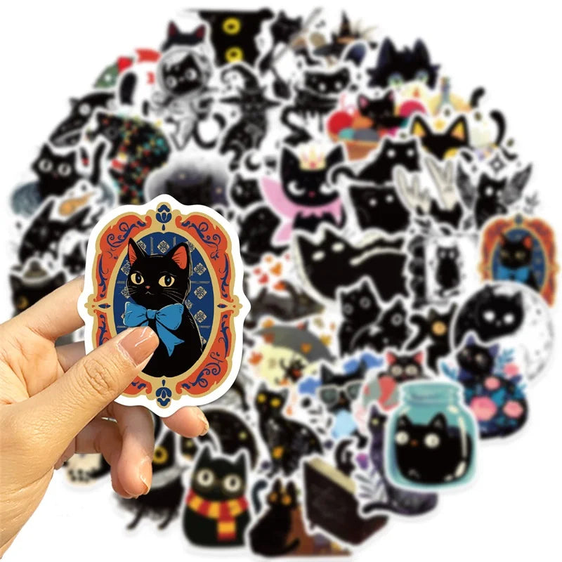 10/30/50PCS Funny Black Cat PVC Sticker Aesthetic Hand Accounting Tools DIY Decoration Scrapbooking Stationery Supplies for Kids