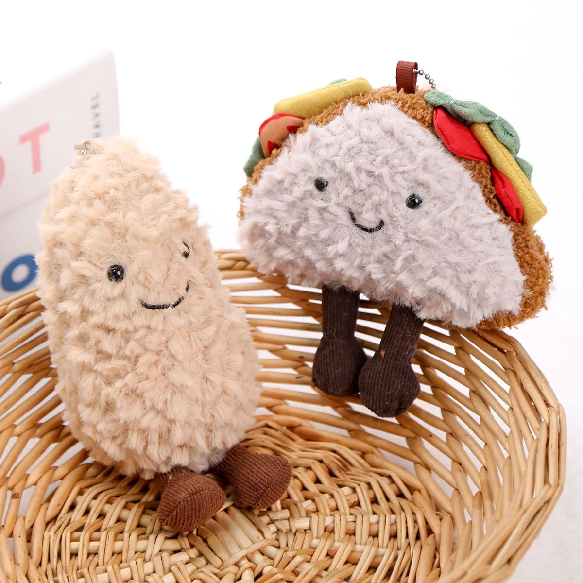 Ins Food Play Plush Doll Keychain Pendant Cute Popcorn Coffee Peanuts Sandwiches Plush Doll Bag Decoration Pendant Couple Gift