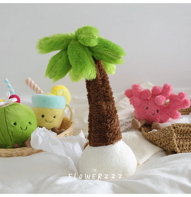 JELLYCAT Lemonade Coconut Plushies Very Soft Palm Tree Red Coral Plush Toy Cartoon Doll Home Decor Xmas Gifts Girl