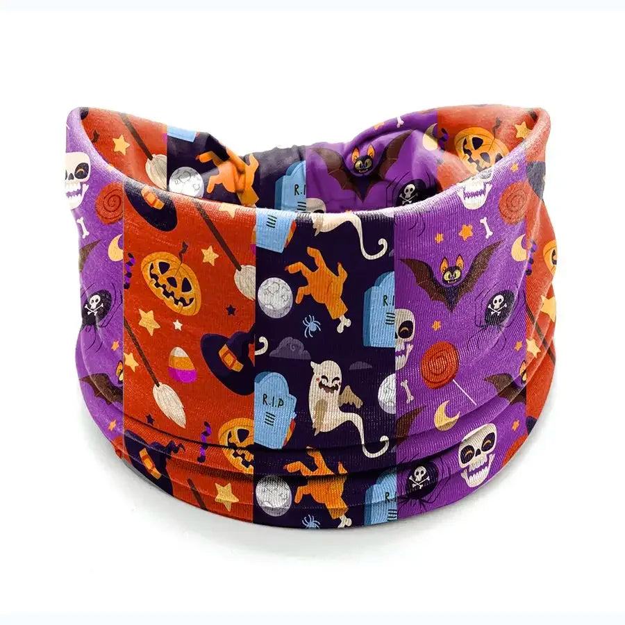 Halloween Headbands For Women Wide Turban Dress Up Costume Headwraps Pumpkin Spider Web Bad Skeleton Hair Band