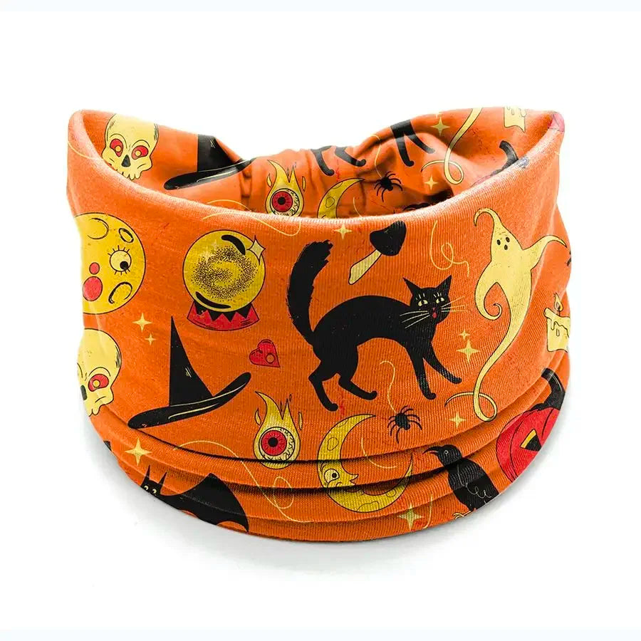 Halloween Headbands For Women Wide Turban Dress Up Costume Headwraps Pumpkin Spider Web Bad Skeleton Hair Band