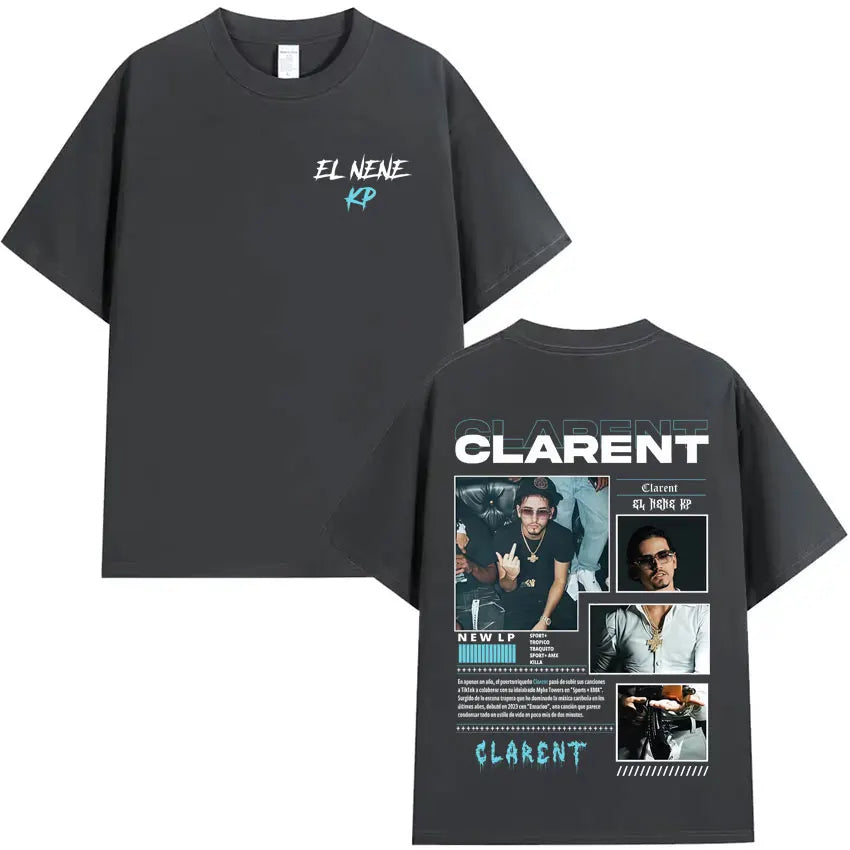 Rapper CLARENT Album 2025 Graphic Double Sided Print T-shirts Mens High Quality Short Sleeve T Shirts Casual 100% Cotton T-Shirt
