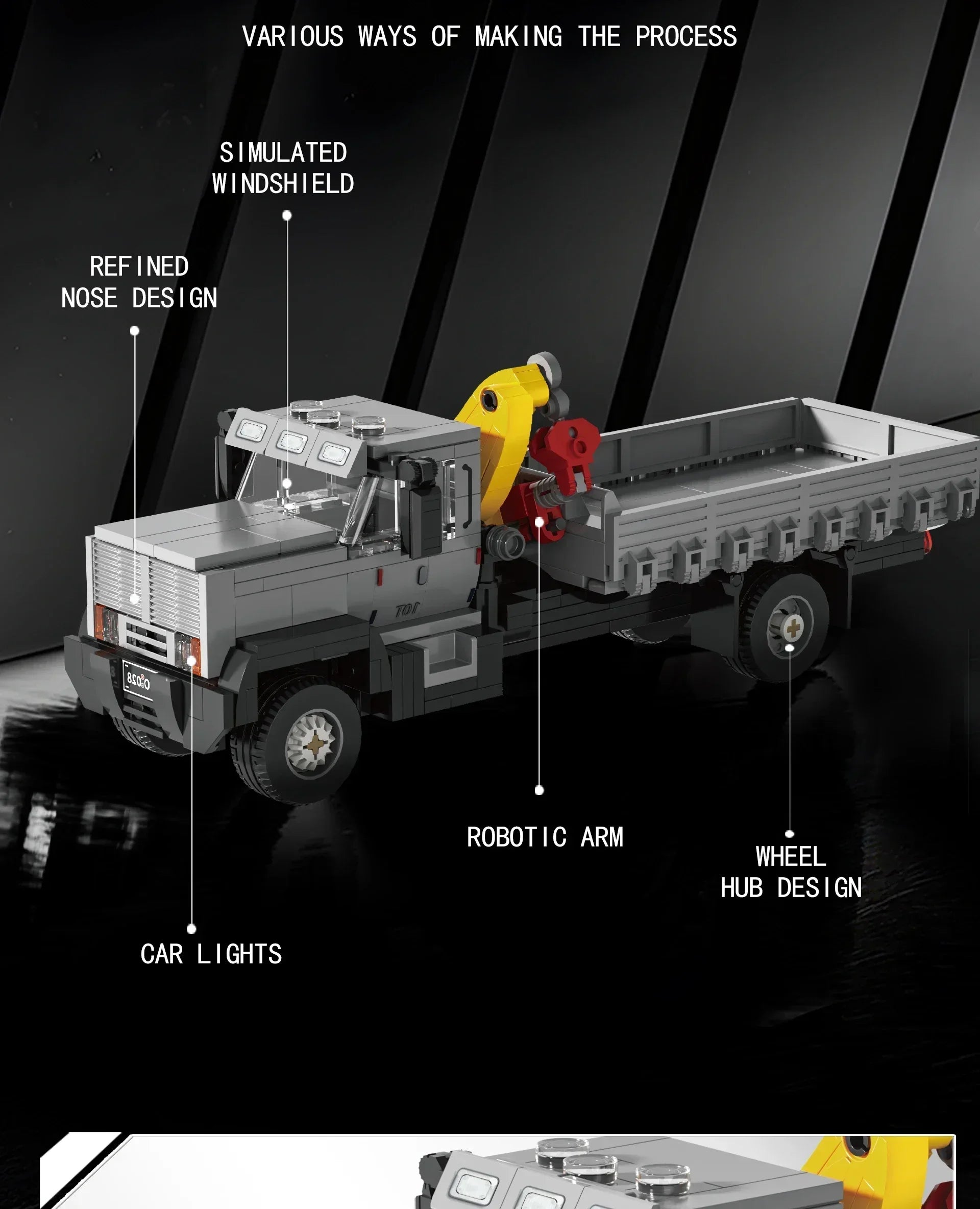 349PCS Crane Truck Truck-Mounted Crane MOC Building Blocks Engineering Vehicle Truck Transport Car Model Bricks Toys Gifts 66023
