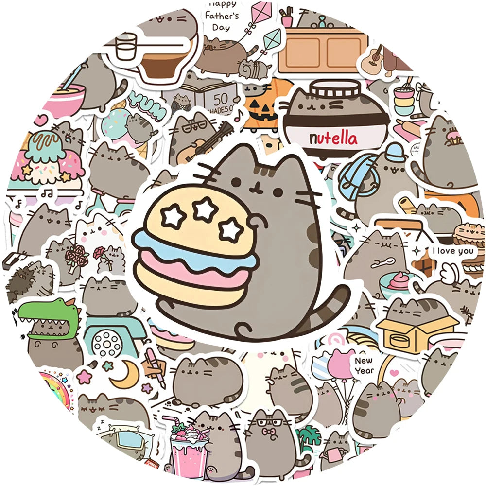 10/30/60pcs Cute Chunky Cat Animal Stickers for Kids Graffiti Stationery Laptop Waterproof Kawaii Cartoon Decoration Decals Gift
