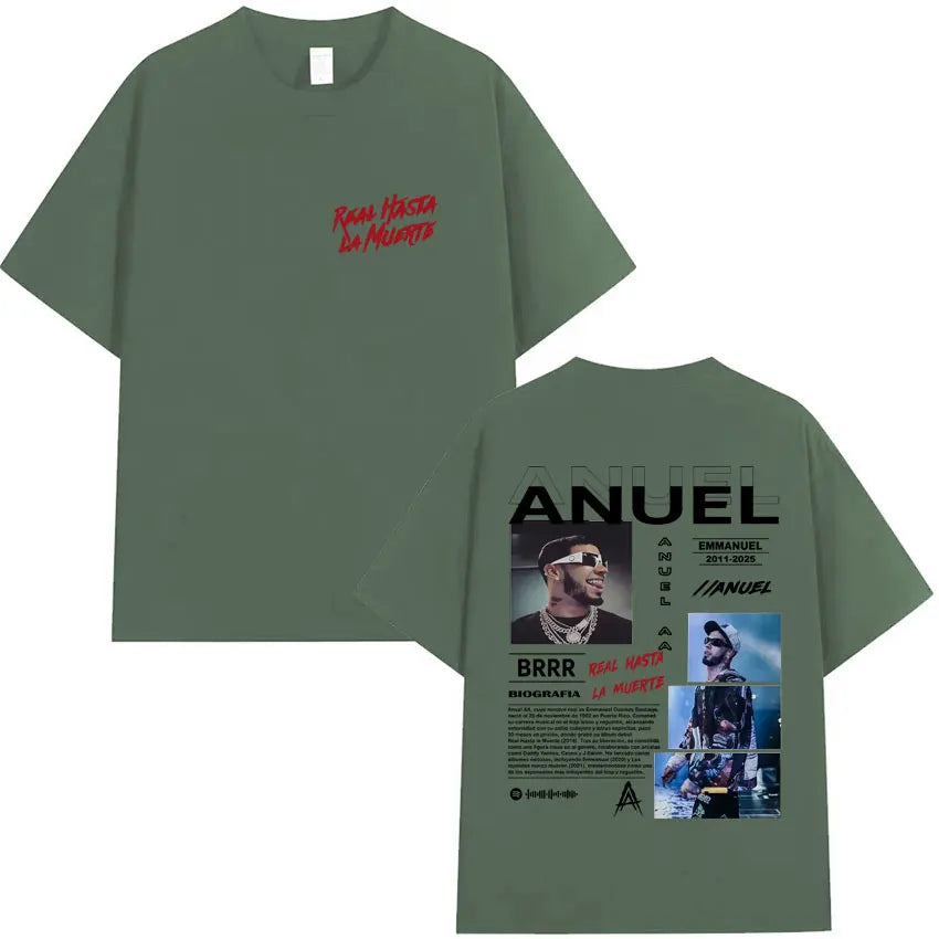 Rapper Anuel AA Music Album Hot Sale Tshirt Men's Clothing Fashion T Shirts Tide Oversized Cotton Sports Cozy Casual Tee Shirts