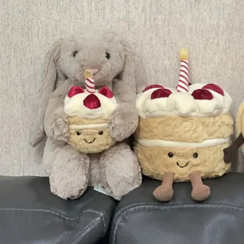 Jelly and Cat Shy Bunny Bonnie Brings Birthday Cake Doll Cute Soothing Companion Plush Doll Soothing Toy Holiday Gift
