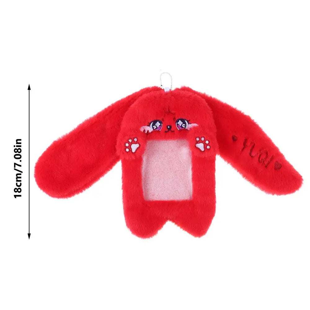 Cute Plush Photocard Case Student Card Holder Cartoon Fox Photocard Case Idol Photos Protective Cover Bag Keychain