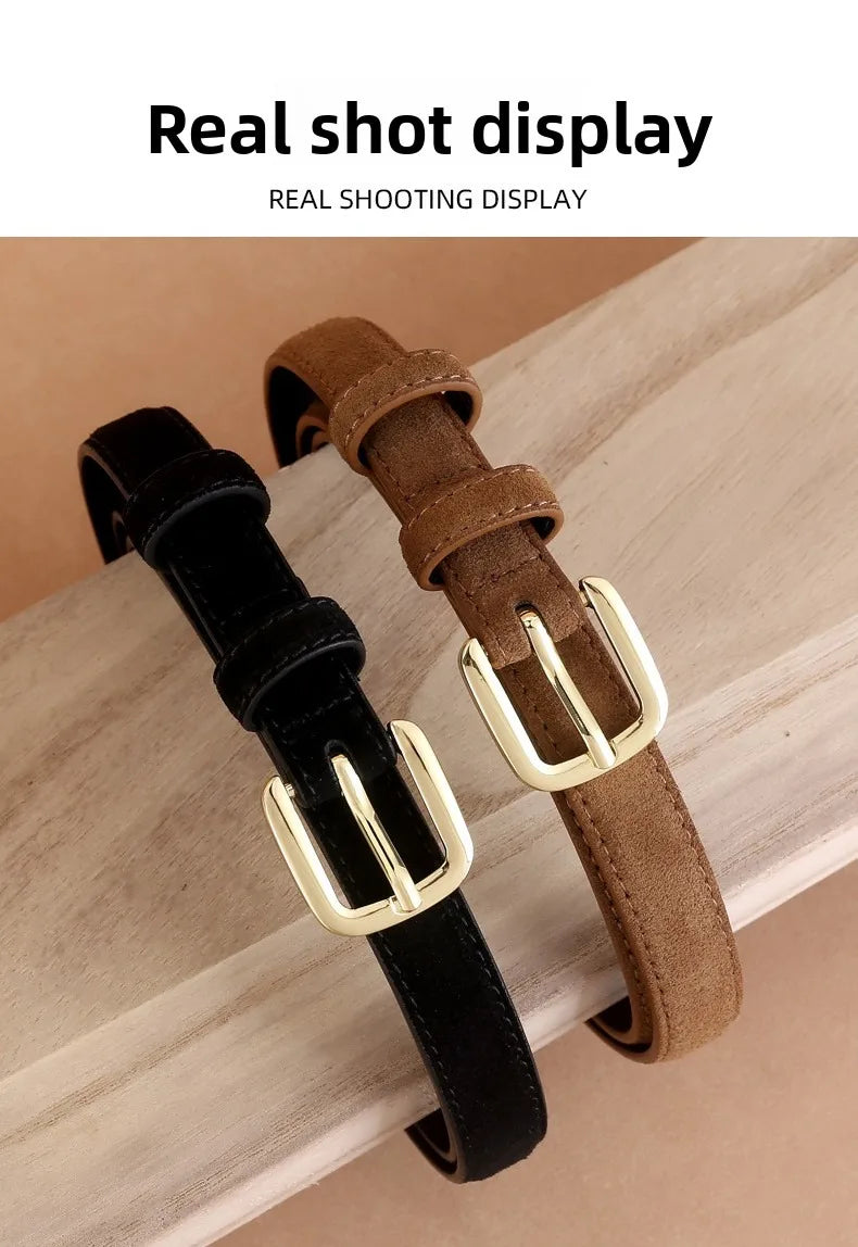 Women Luxury Design Suede Leather Belt Casual Versatile Business Waist Strap Trendy Trouser Dress Belts Gifts