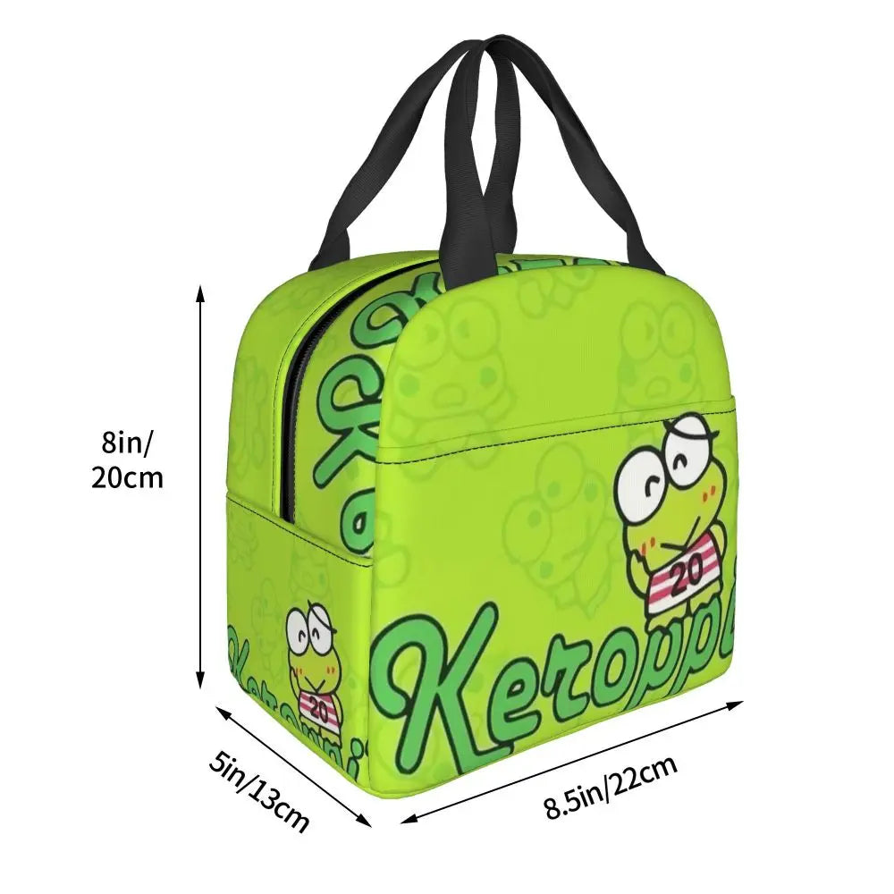 Custom Keroppi Big-eyed Frog Insulated Lunch Tote Bag for Women Portable Thermal Cooler Bento Box School