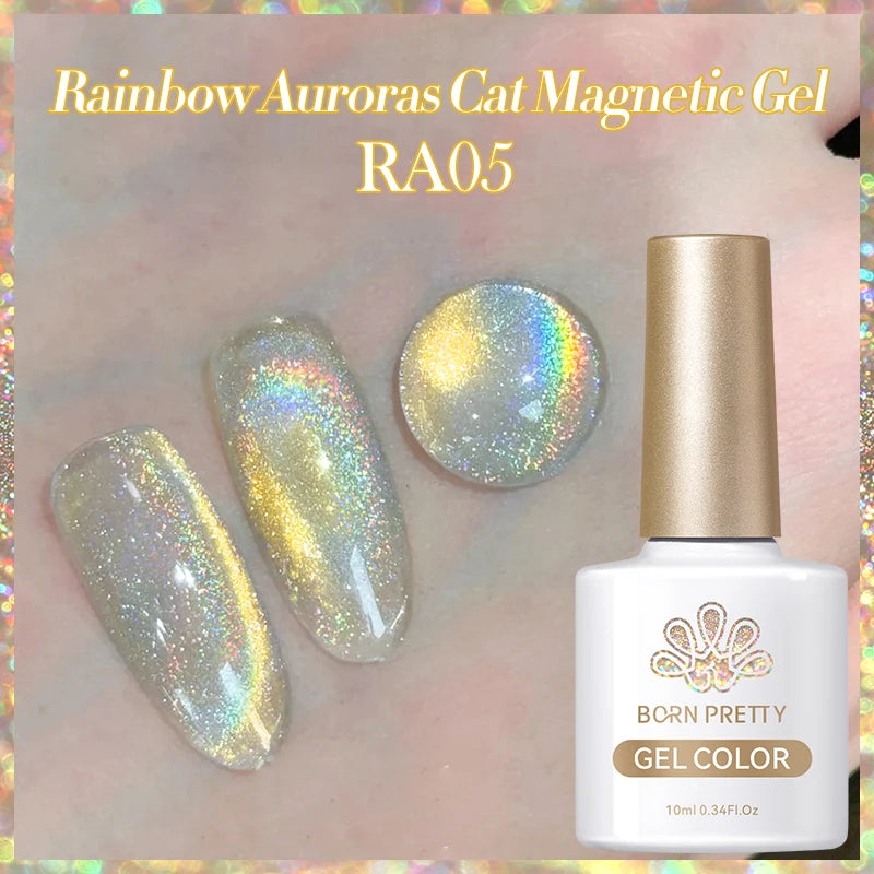 BORN PRETTY 10ml Auroras Glitter Cat Magnetic Gel Nail Polish Jelly Glass Bead Semi Permanent Soak Off UV LED Varnish Manicure
