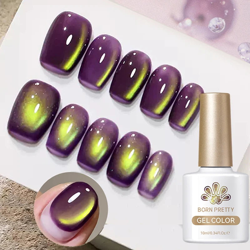 BORN PRETTY 10ml Dark Brown Red Glass Bead Cat Magnetic Gel Nail Polish Semi Permanent Soak Off UV LED Varnish Nail Art Salon