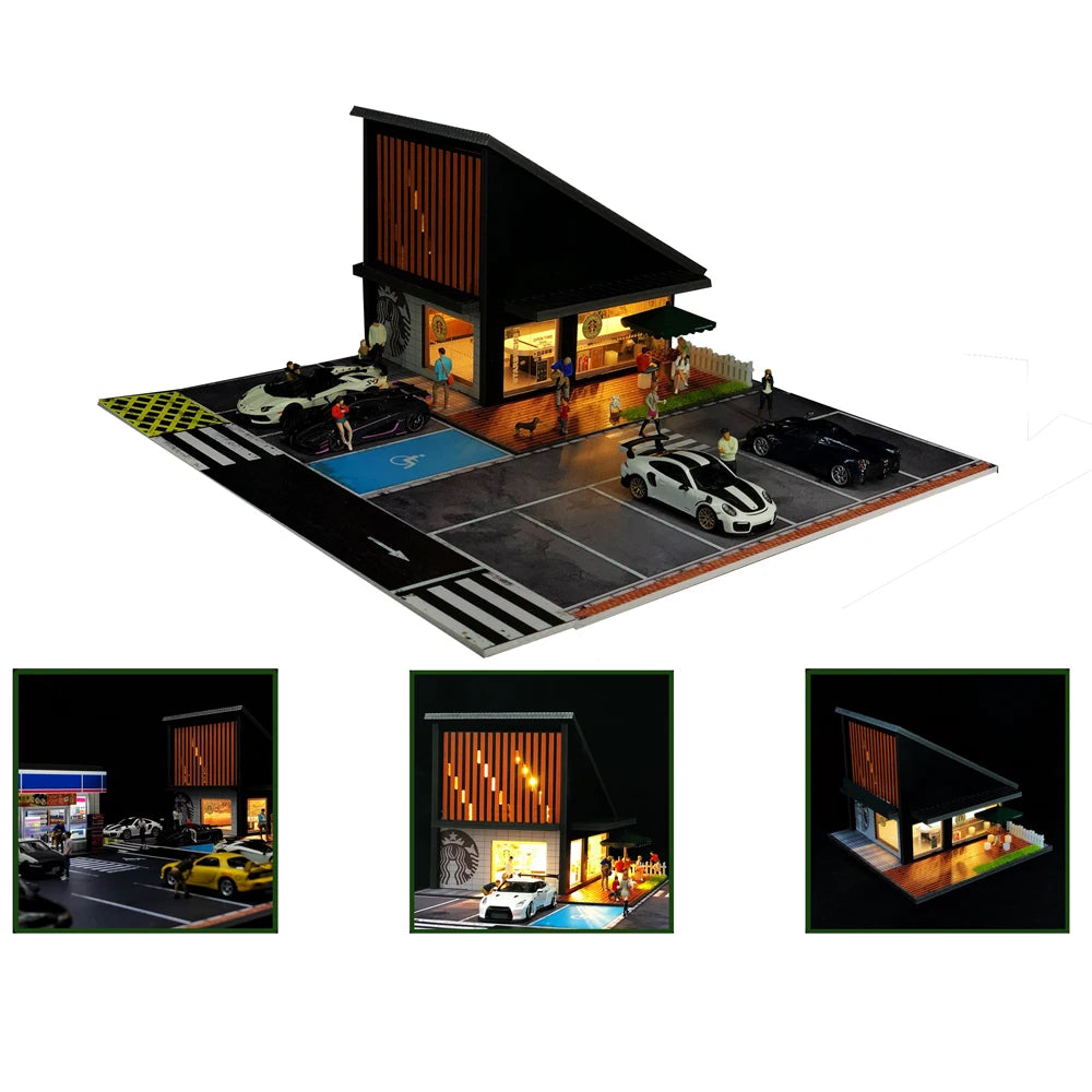 GFans NEW 1:64 Scale Diorama Car Garage Model Parking Lot for Display Gifts Scene Collection Display Car Assembly Scenes Toy
