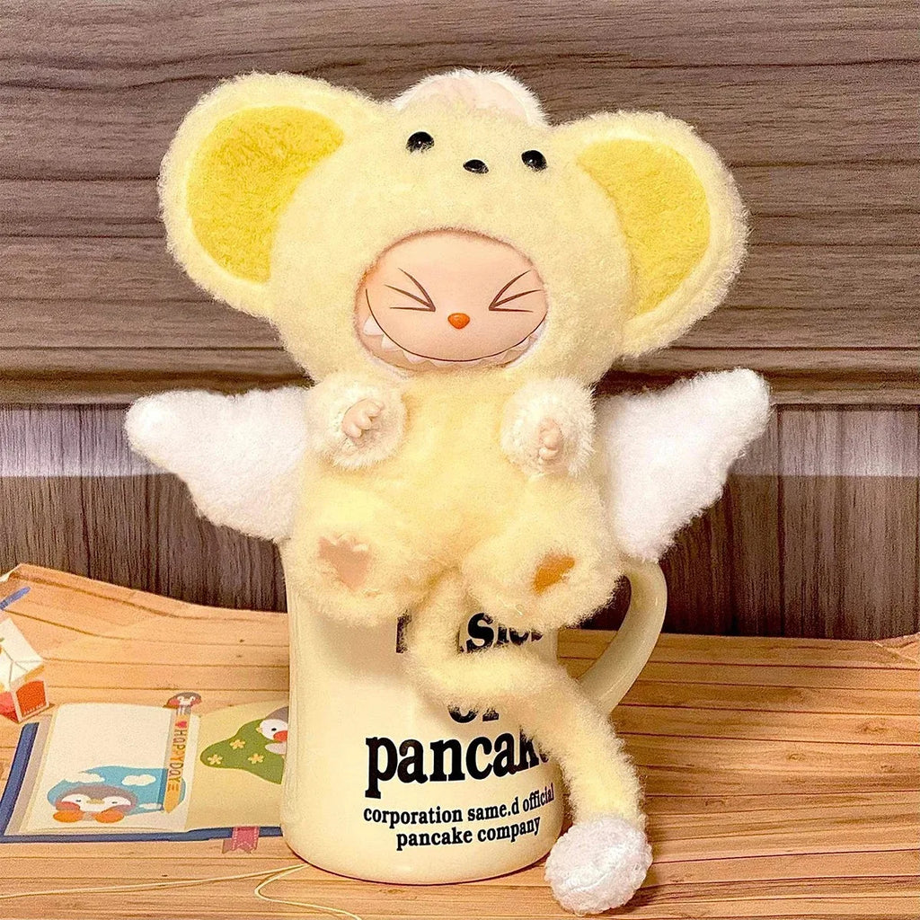 17 cm labubu clothes Cute Mini Plush Doll Blue Hooded Plush Cartoon Clothes for Labubu  Dolls Outfit Accessories Clothing Gift