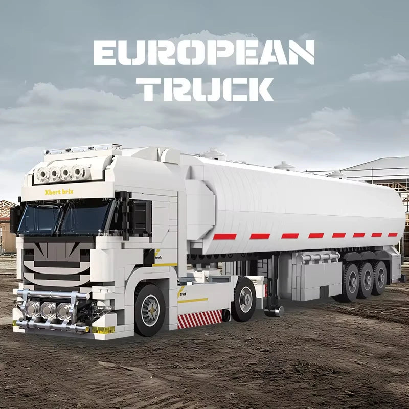 European&American Truck Head Building Blocks MOC Connectable Container Trailer Model Bricks Educational Toys For kids Gifts