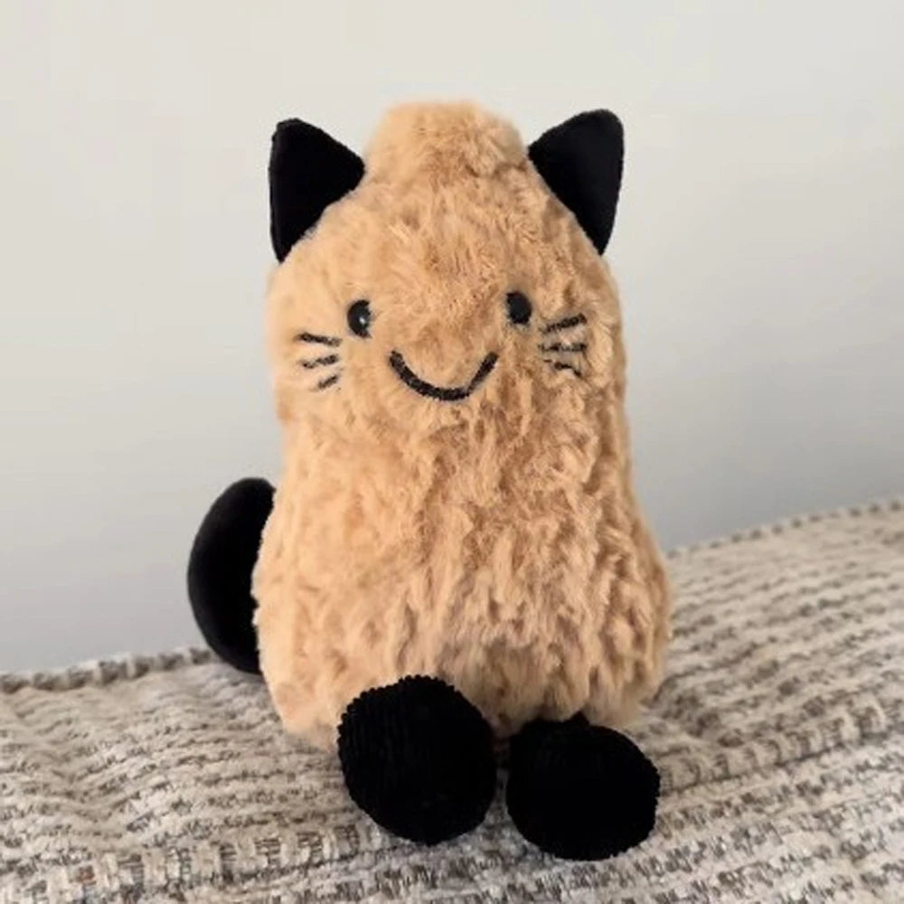 12cm Halloween Fun Cat Peanut Plush Toy Soft Creative Dolls Cute Cartoon Stuffed Cat Doll Funny Christmas Birthday Gift for Kids