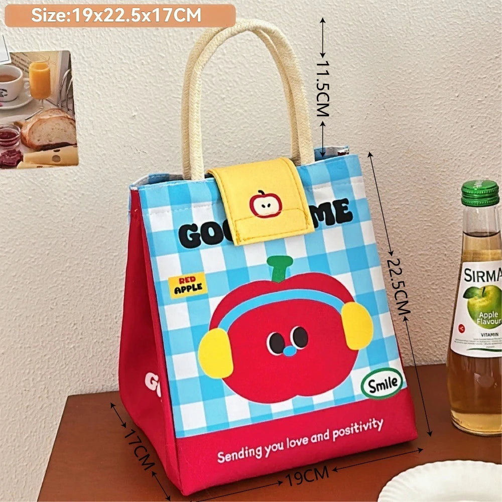 Cute Bento Bag For Office Workers Large Capacity Tote Bag Cartoon Insulated Fresh-Keeping Bag Student Lunch Box Bag