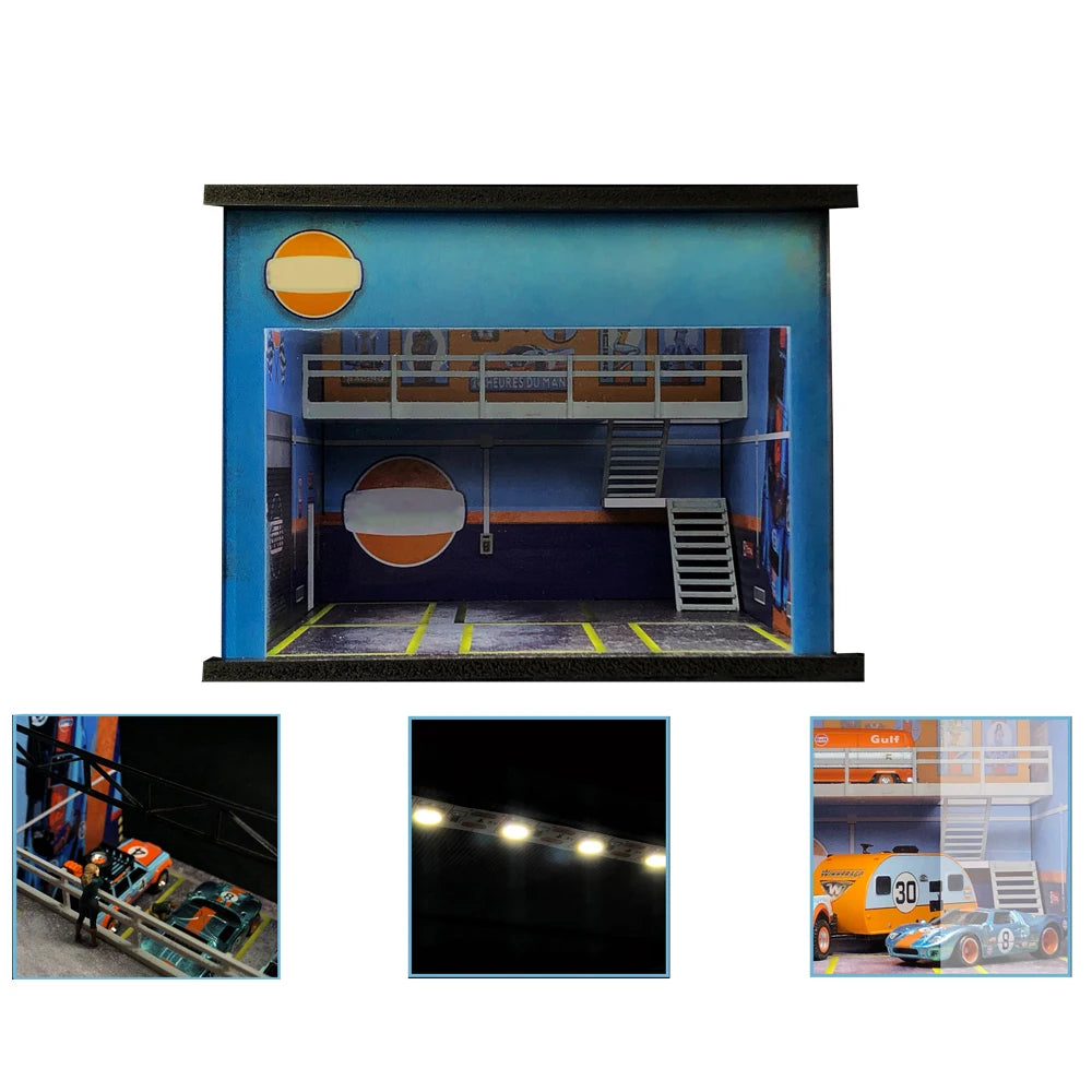 GFans NEW 1:64 Scale Diorama Car Garage Model Parking Lot for Display Gifts Scene Collection Display Car Assembly Scenes Toy