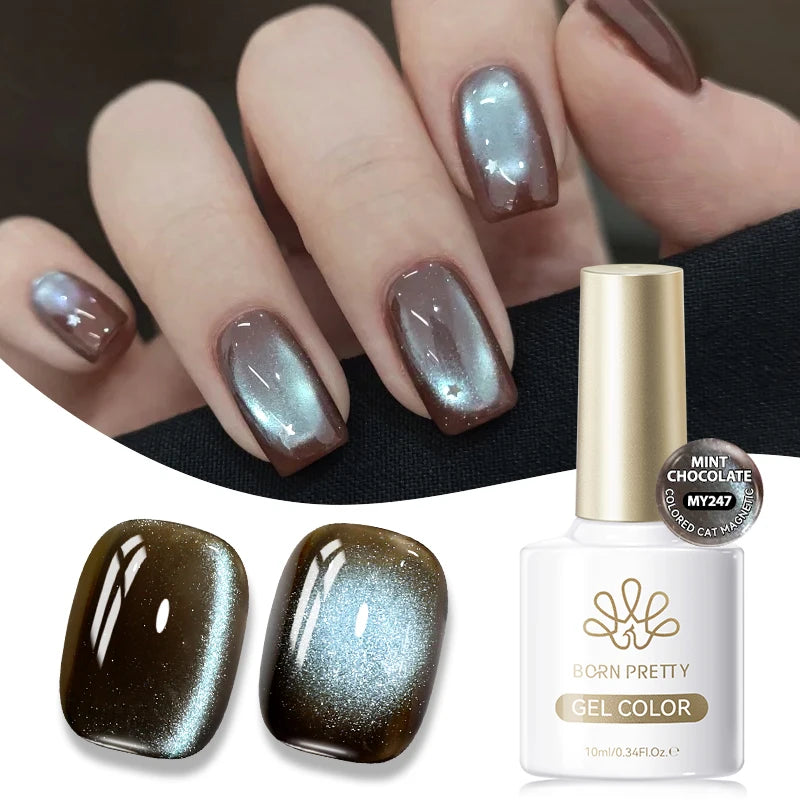 BORN PRETTY 10ml Dark Brown Red Glass Bead Cat Magnetic Gel Nail Polish Semi Permanent Soak Off UV LED Varnish Nail Art Salon