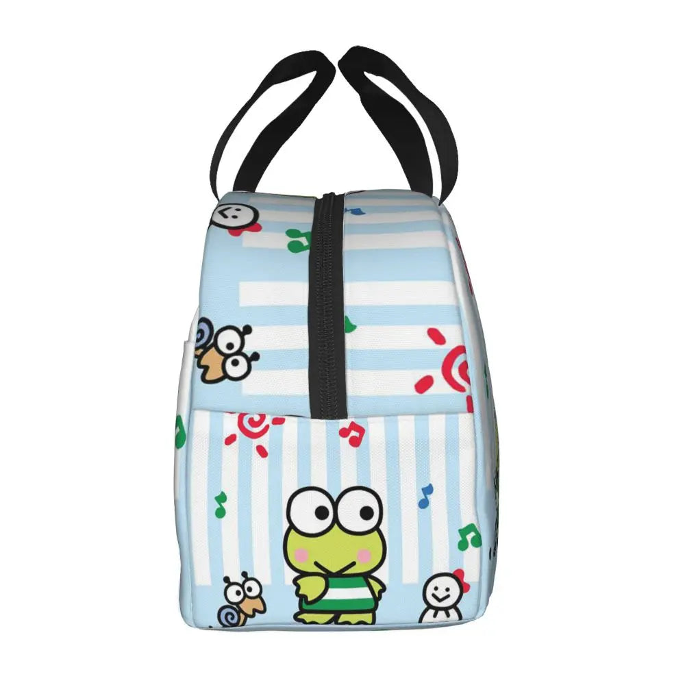 Custom Keroppi Big-eyed Frog Insulated Lunch Tote Bag for Women Portable Thermal Cooler Bento Box School