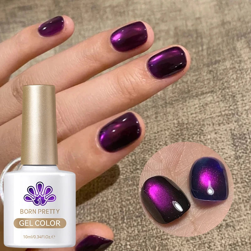 BORN PRETTY 10ml Pink Green Purple Cat Magnetic Gel Water Light Glitter Soak Off UV Gel Semi Permanent Manicure Nail Art Varnish