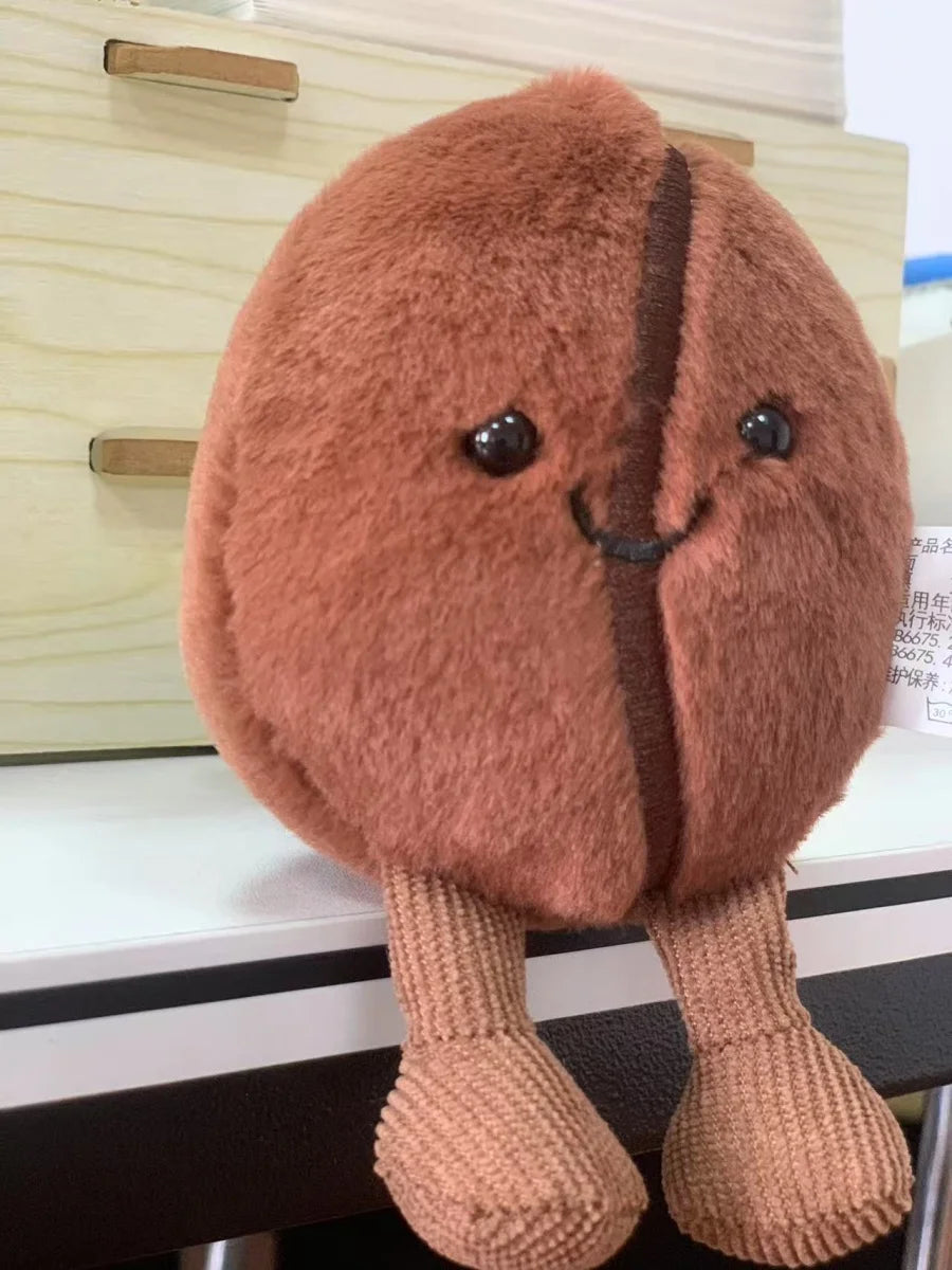 Jellycat 13cm Coffee Bean Plushies Cartoon Stuffed Smiling Coffee Bean Doll Cute Key Chain Soft Food Doll Xmas Gifts Girl