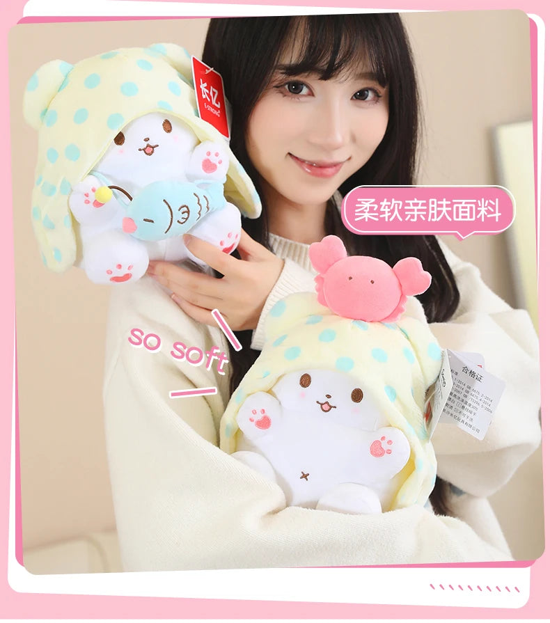 Anime Sanrio Kuromi New Kawaii Cute Marumofubiyori Blanket Bear Stuffed Plush Toys Plushies Birthday Party Gifts For Kids Girls