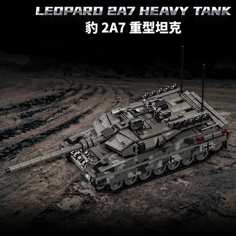 World War 2 WW2 Army Military Soldiers SWAT Leopard 2A7 Main Battle Tank Assemble Building Blocks Bricks Children's Toys Gift