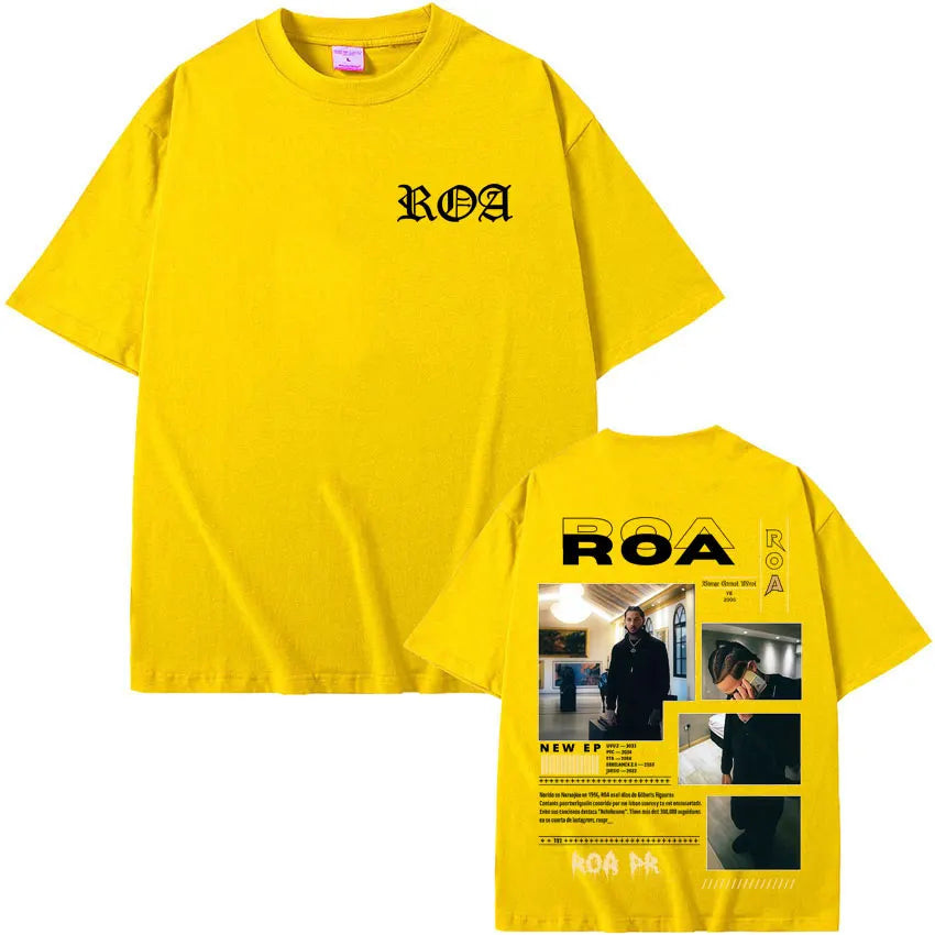 Rapper Roa Album Tour 2025 T-Shirt 100% Cotton Tshrit Summer Hip Hop Punk Comfort Tee Shirt High Street Tide Short Sleeve Unisex