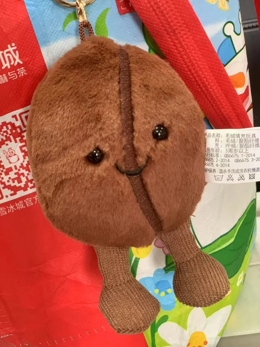 Jellycat 13cm Coffee Bean Plushies Cartoon Stuffed Smiling Coffee Bean Doll Cute Key Chain Soft Food Doll Xmas Gifts Girl