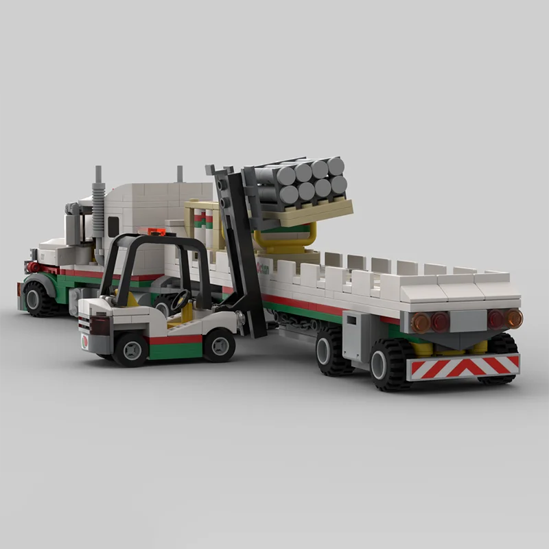 560PCS MOC Construction Octan Truck & Flatbed Trailer City Engineering Model Building Blocks Stacking Brick Creative Educational