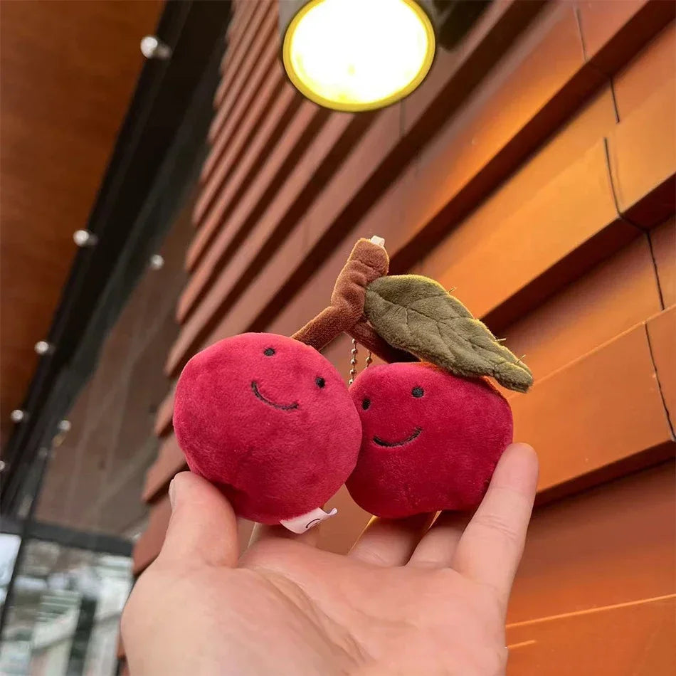 2025 Peach Pear Cherry Plush Doll Smiling Face Fruit Series Home Bedroom Decoration Pet Interactive Toy Birthday Gift