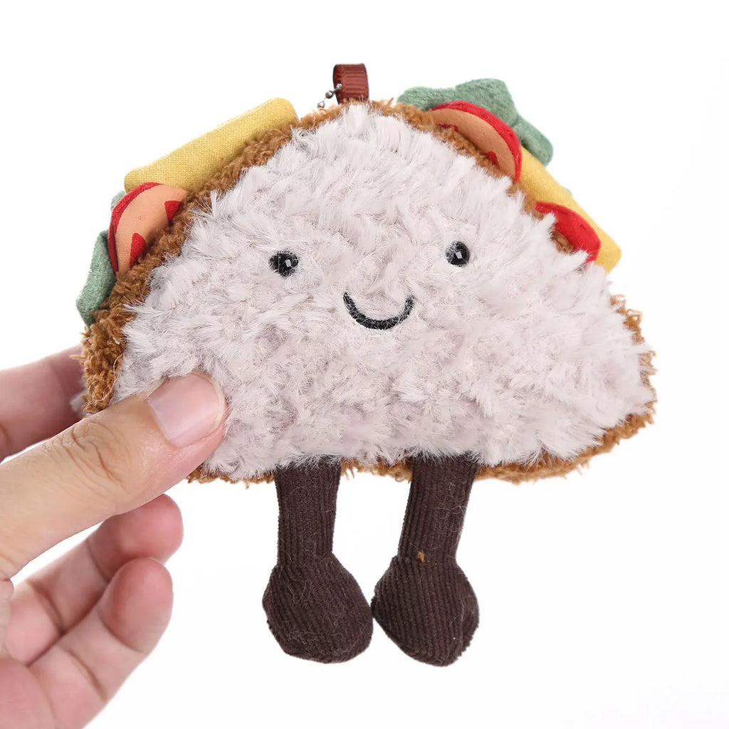Ins Food Play Plush Doll Keychain Pendant Cute Popcorn Coffee Peanuts Sandwiches Plush Doll Bag Decoration Pendant Couple Gift