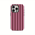 Fashion Pink Black Stripe Phone Case for iPhone 17 16 15 14 13 12 11 X XS XR 7 8 Air Pro Max Plus Luxury Double-layer Back Cover