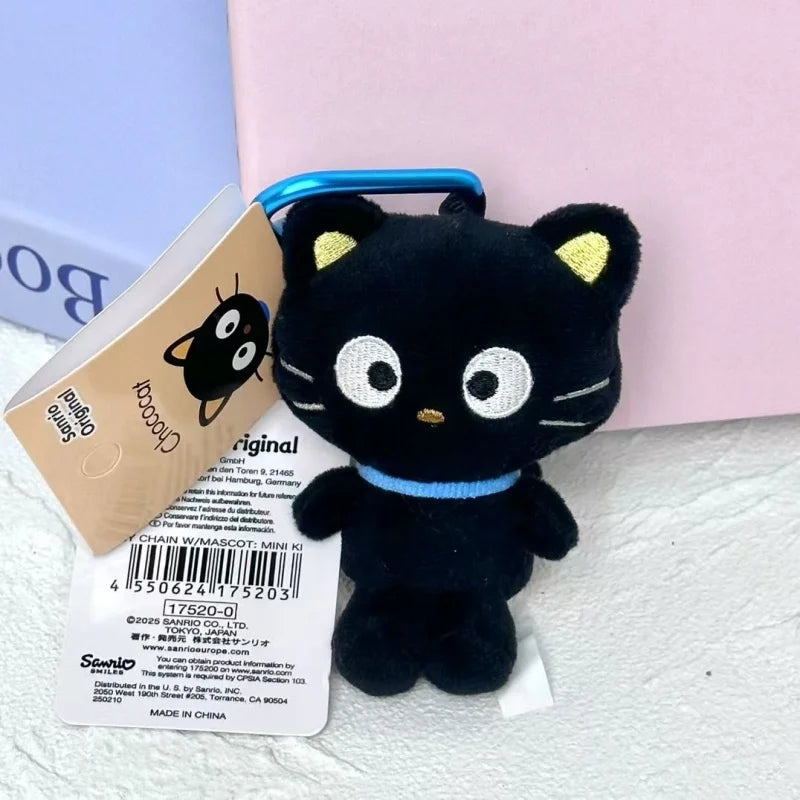 Kawaii Sanrio Choco Plush Doll Keychain Anime cute Black Cat Bag Accessories heart buckle Chococat Stuffed Animals Small Gift