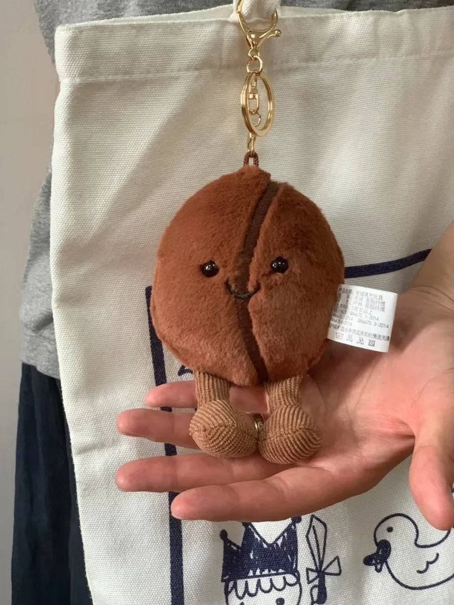 Jellycat 13cm Coffee Bean Plushies Cartoon Stuffed Smiling Coffee Bean Doll Cute Key Chain Soft Food Doll Xmas Gifts Girl