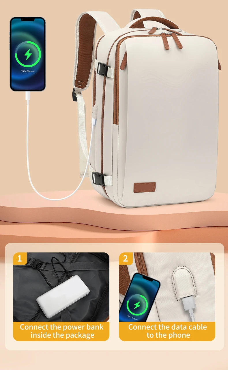 Travel Backpack 40x20x30 Cabin Plane Waterproof Expandable Weekender Laptop With USB Port Ryanair Carry-On Women Men Backpack