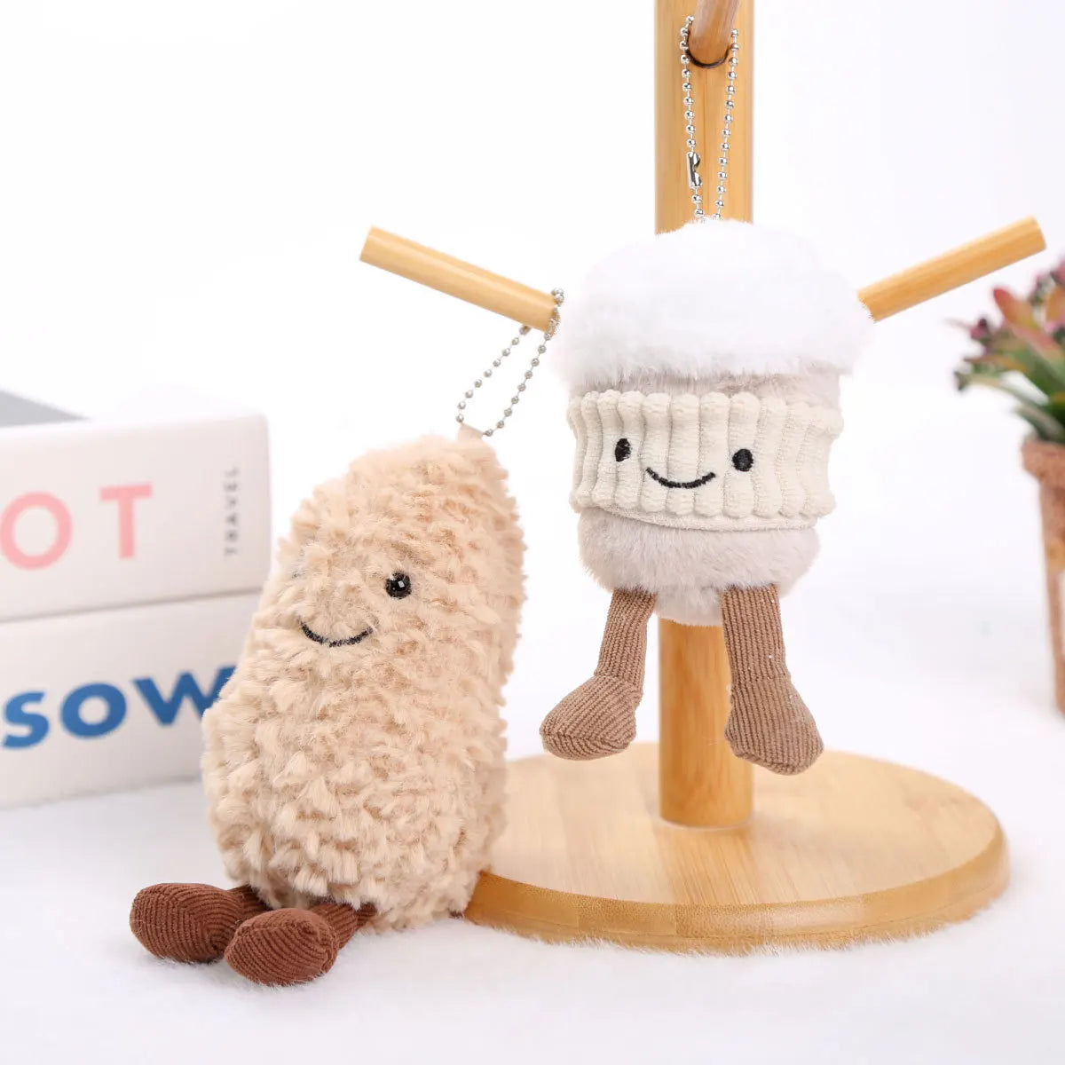 Ins Food Play Plush Doll Keychain Pendant Cute Popcorn Coffee Peanuts Sandwiches Plush Doll Bag Decoration Pendant Couple Gift